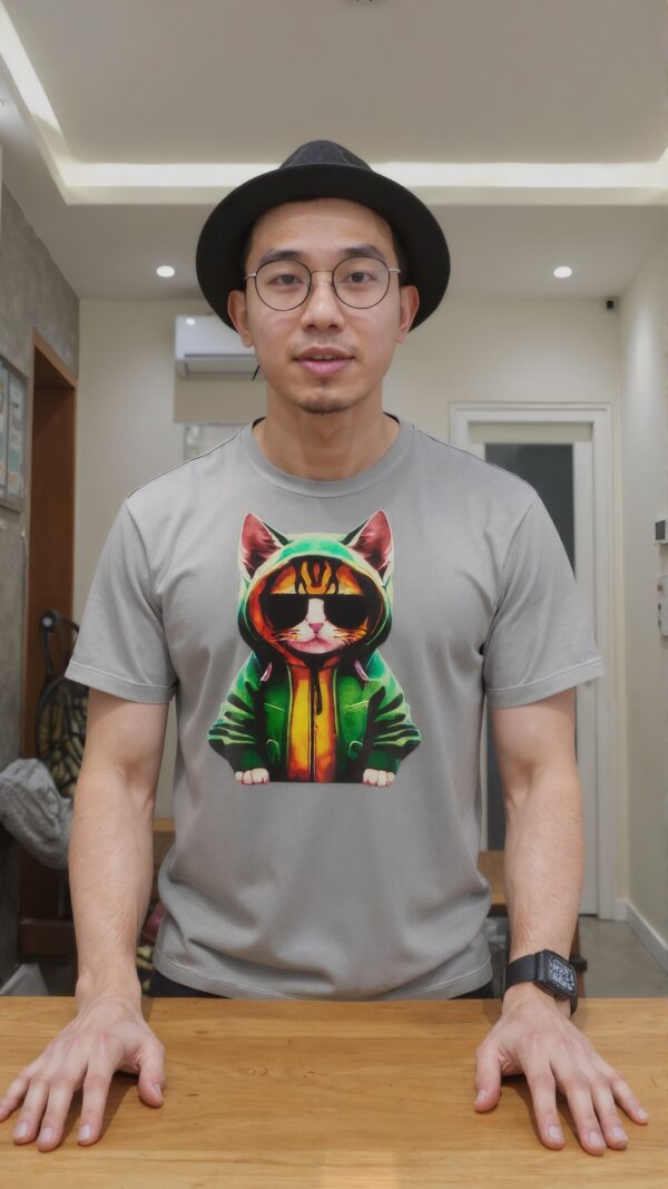 camiseta modelo gato
